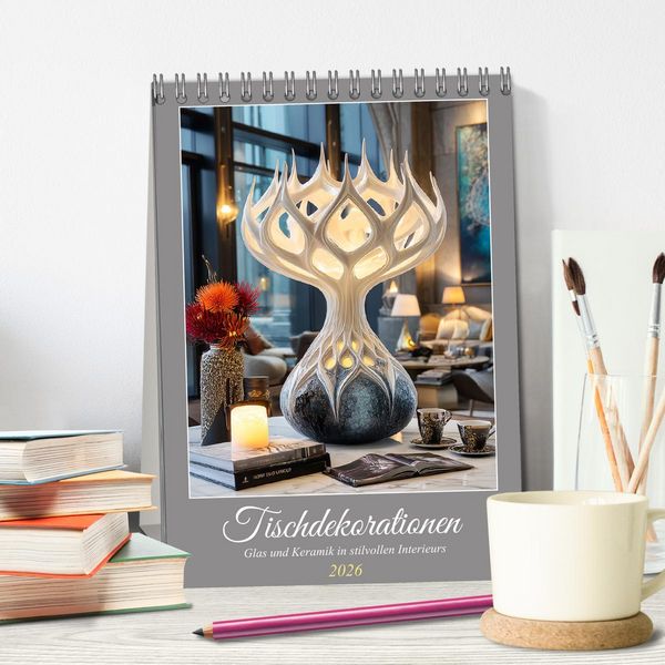 Produktbild: Tischdekorationen. Glas und Keramik in stilvollen Interieurs (Tischkalender 2026 DIN A5 hoch), CALVENDO Monatskalender