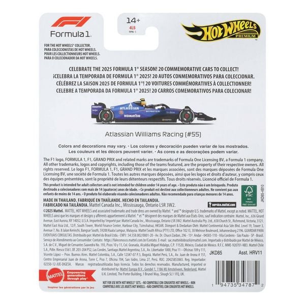 Produktbild: Hot Wheels Premium F1 - Team Williams Driver 1