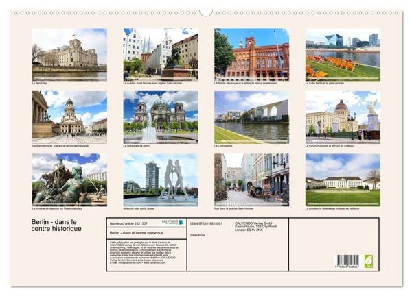 Produktbild: Berlin - dans le centre historique (Calendrier mural 2027 DIN A2 vertical), CALVENDO calendrier mensuel