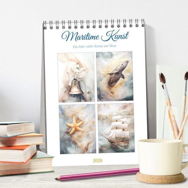 Produktbild: Maritime Kunst (Tischkalender 2026 DIN A5 hoch), CALVENDO Monatskalender
