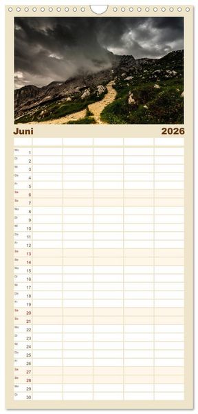 Produktbild: Familienplaner 2026 - Berge. Wege in die Natur mit 5 Spalten (Wandkalender, 21 x 45 cm) CALVENDO