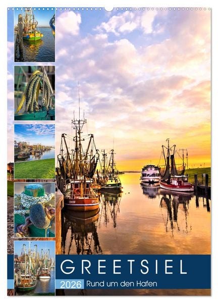 Produktbild: GREETSIEL Rund um den Hafen (Wandkalender 2026 DIN A2 hoch), CALVENDO Monatskalender