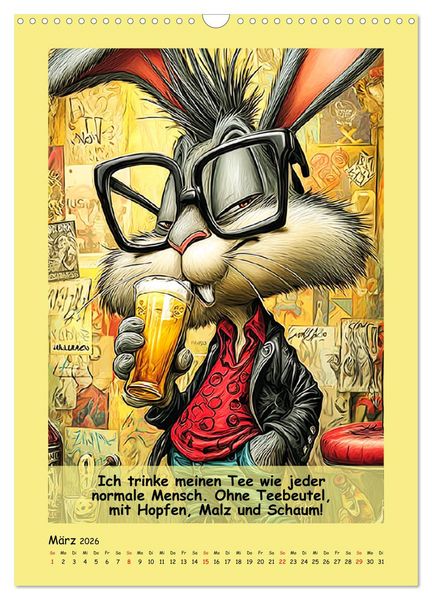 Produktbild: Kneipen-Hasen. Trinkende Spr&uuml;cheklopfer (Wandkalender 2026 DIN A3 hoch), CALVENDO Monatskalender