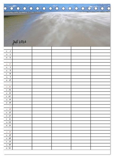 Produktbild: Urlaubsparadies Amrum / Familienplaner (Tischkalender 2026 DIN A5 hoch), CALVENDO Monatskalender