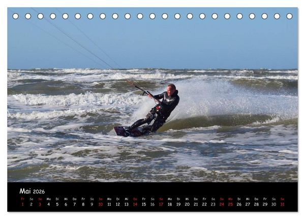 Produktbild: Kitesurfen &ndash; Faszination auf dem Wasser (Tischkalender 2026 DIN A5 quer), CALVENDO Monatskalender