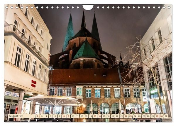 Produktbild: L&uuml;beck bei Nacht (Wandkalender 2026 DIN A4 quer), CALVENDO Monatskalender