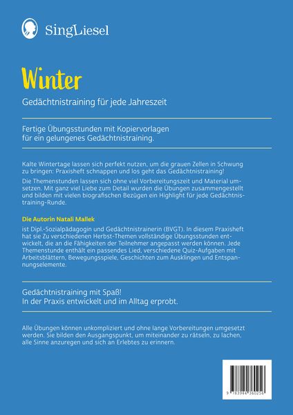Produktbild: Ged&auml;chtnistraining Senioren - Ged&auml;chtnistraining f&uuml;r jede Jahreszeit: Winter. Spielerisches Ged&auml;chtnistraining f&uuml;r Senioren. Auch mit Demenz.