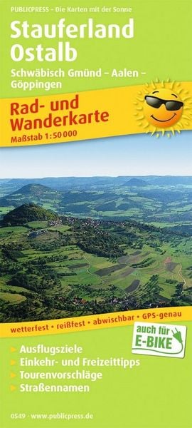 Produktbild: Publicpress Rad- und Wanderkarte Stauferland, Ostalb, Schw&auml;bisch Gm&uuml;nd &ndash; Aalen &ndash; G&ouml;ppingen 1:50.000