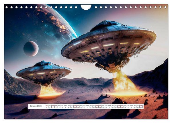 Produktbild: Flying saucers - The great journey (Wall Calendar 2026 DIN A4 landscape), CALVENDO 12 Month Wall Calendar