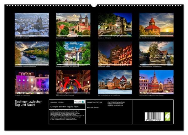 Produktbild: Esslingen zwischen Tag und Nacht (hochwertiger Premium Wandkalender 2026 DIN A2 quer), Kunstdruck in Hochglanz
