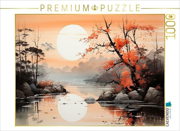 Produktbild: CALVENDO Puzzle Sonnenuntergang am See | 1000 Teile Lege-Gr&ouml;&szlig;e 64x48cm Foto-Puzzle f&uuml;r gl&uuml;ckliche Stunden