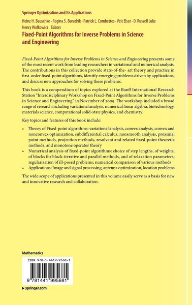 Produktbild: Fixed-Point Algorithms for Inverse Problems in Science and Engineering