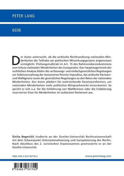Produktbild: Politische Teilhaberechte nationaler Minderheiten in Serbien