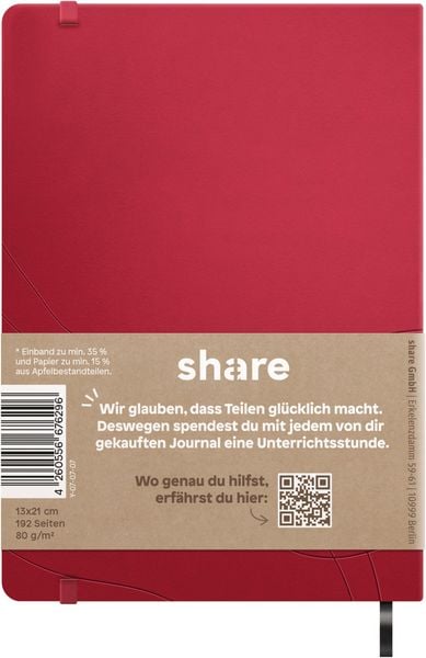 Produktbild: share Notizbuch A5 punktkariert rot