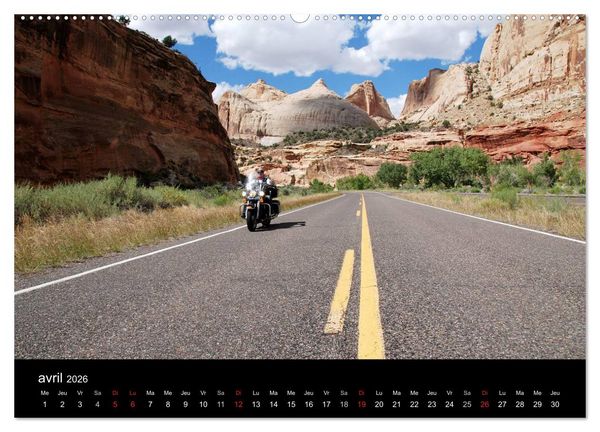 Produktbild: Born to be wild &ndash; Les &Eacute;tats-Unis en Harley-Davidson (Calendrier mural 2026 DIN A2 vertical) calendrier de bureau