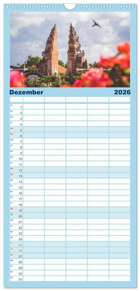 Produktbild: Familienplaner 2026 - Indonesien - Ein atemberaubender Inselstaat. mit 5 Spalten (Wandkalender, 21 x 45 cm) CALVENDO