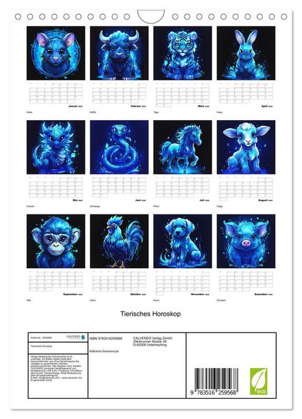 Produktbild: Tierisches Horoskop (Wandkalender 2026 DIN A4 hoch), CALVENDO Monatskalender