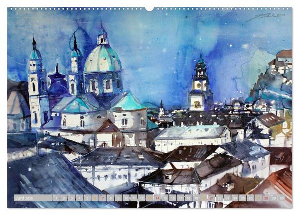 Produktbild: Aquarelle aus der Mozartstadt Salzburg (Wandkalender 2026 DIN A2 quer), CALVENDO Monatskalender