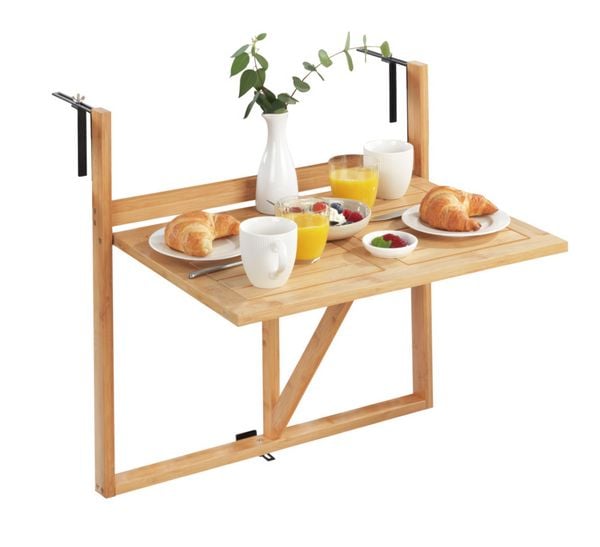 Produktbild: Bambus Balkon-Klapptisch Mod. Waikiki, zum Einh&auml;ngen an Balkongel&auml;nder