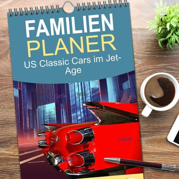 Produktbild: Familienplaner 2026 - US Classic Cars im Jet-Age mit 5 Spalten (Wandkalender, 21 x 45 cm) CALVENDO