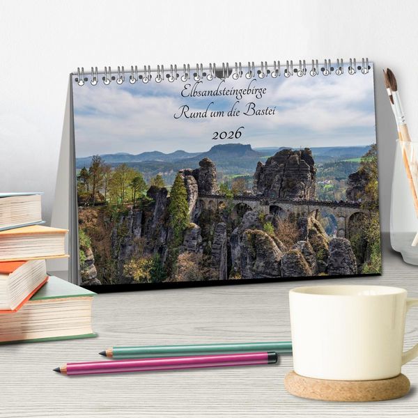 Produktbild: Elbsandsteingebirge - Rund um die Bastei (Tischkalender 2026 DIN A5 quer), CALVENDO Monatskalender