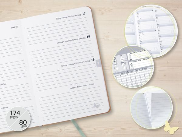Produktbild: SIGEL J6800 Wochenkalender Jolie 2026, ca. A6, braun, neon-pink