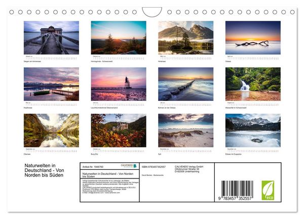 Produktbild: Naturwelten in Deutschland - Von Norden bis S&uuml;den (Wandkalender 2026 DIN A4 quer), CALVENDO Monatskalender