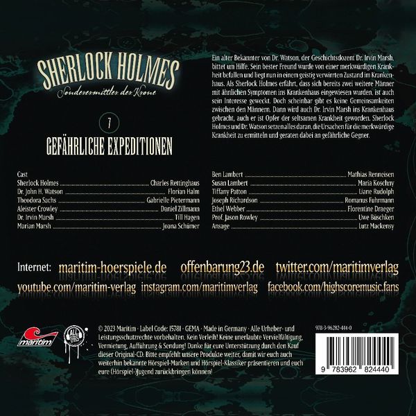 Produktbild: Sherlock Holmes - Gef&auml;hrliche Expeditionen,1 Audio-CD
