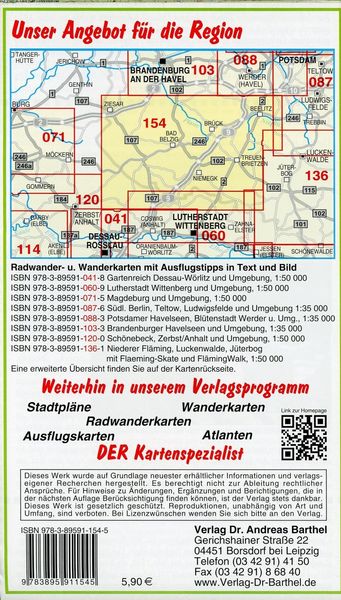 Produktbild: Gro&szlig;e Radwander- und Wanderkarte Hoher Fl&auml;ming, Bad Belzig, Beelitz und Umgebung 1 : 50 000