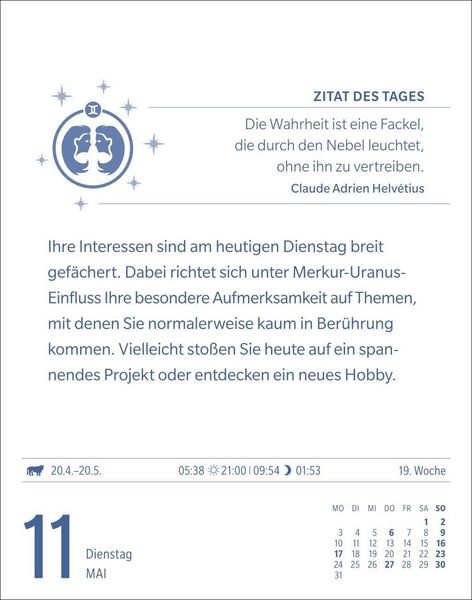 Produktbild: Zwillinge Sternzeichenkalender 2027 - Tagesabrei&szlig;kalender - Ihr Horoskop f&uuml;r jeden Tag