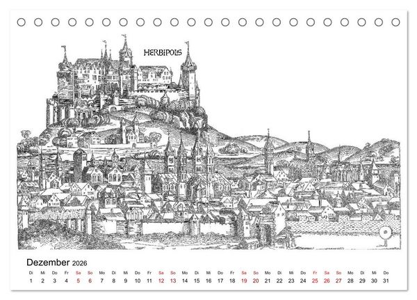 Produktbild: Schedelsche Weltchronik Deutsche St&auml;dte 1493 (Tischkalender 2026 DIN A5 quer), CALVENDO Monatskalender
