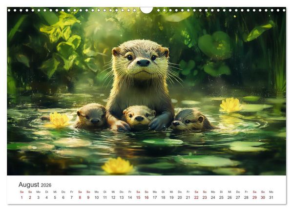 Produktbild: W&auml;chter des Flusses - Ein Jahr mit Fischottern (Wandkalender 2026 DIN A3 quer), CALVENDO Monatskalender