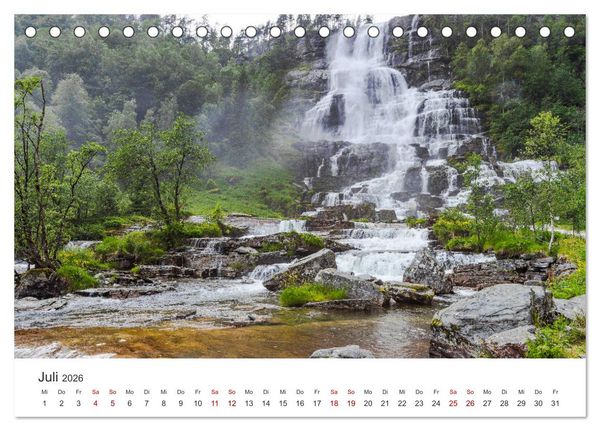 Produktbild: Wasserf&auml;lle in Norwegen (Tischkalender 2026 DIN A5 quer), CALVENDO Monatskalender