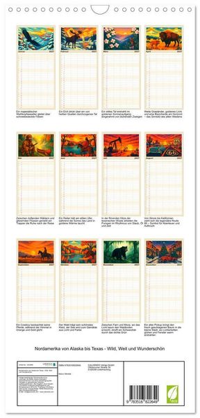 Produktbild: Familienplaner 2027 - Nordamerika von Alaska bis Texas - Wild, Weit und Wundersch&ouml;n mit 5 Spalten (Wandkalender, 21 x 45 cm) CALVENDO