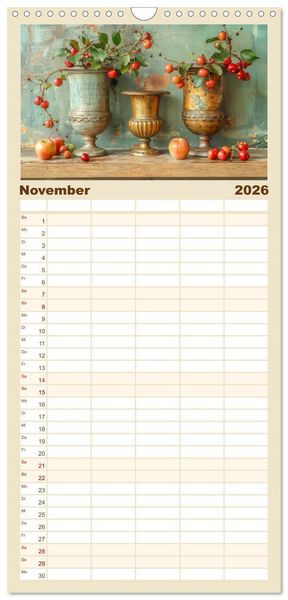 Produktbild: Familienplaner 2026 - Lichtvolle Stillleben mit 5 Spalten (Wandkalender, 21 x 45 cm) CALVENDO