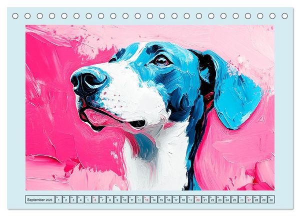 Produktbild: Hunde Paintings. Moderne Portraits in &Ouml;loptik (Tischkalender 2026 DIN A5 quer), CALVENDO Monatskalender