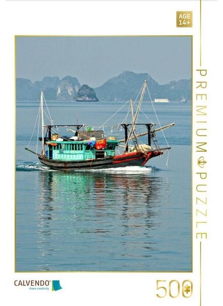 CALVENDO Puzzle Fischerboot in der Ha Long Bucht, Vietnam | 500 Teile Lege-Größe 48 × 36 cm Foto-Puzzle für Erwachsene