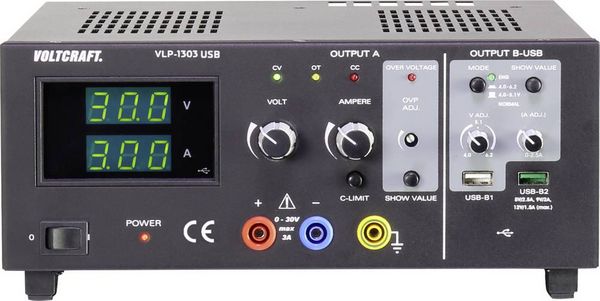 Produktbild: VOLTCRAFT VLP-1303 USB Labornetzger&auml;t, einstellbar 0 - 30 V 0.01 - 3 A 123 W OVP Anzahl Ausg&auml;nge 3 x