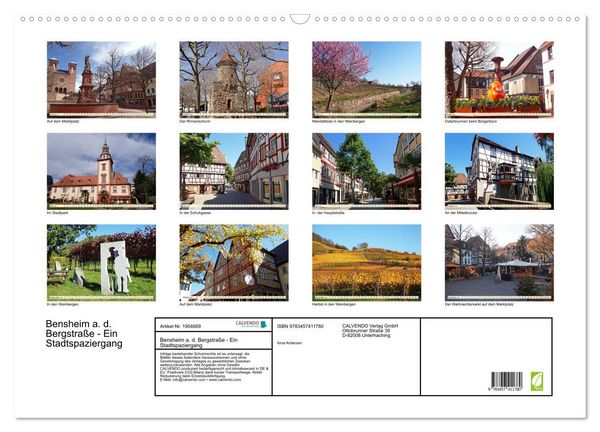 Produktbild: Bensheim a. d. Bergstra&szlig;e - Ein Stadtspaziergang (Wandkalender 2026 DIN A2 quer), CALVENDO Monatskalender