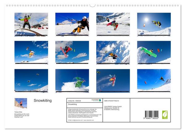 Produktbild: Snowkiting (hochwertiger Premium Wandkalender 2026 DIN A2 quer), Kunstdruck in Hochglanz