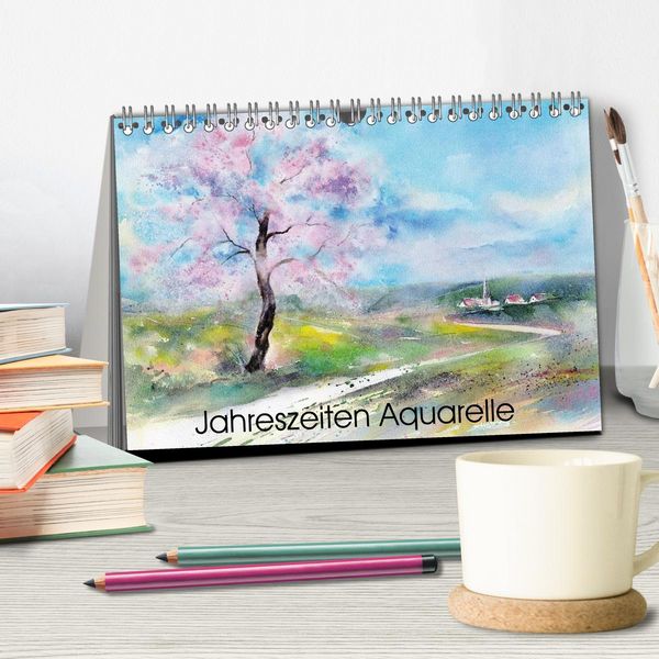 Produktbild: Jahreszeiten Aquarelle (Tischkalender 2026 DIN A5 quer), CALVENDO Monatskalender