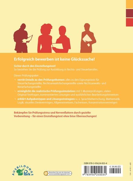 Produktbild: Der Einstellungstest / Eignungstest zur Ausbildung: Steuerfachangestellter, Rechtsanwaltsfachangestellter, Rechtsanwalts- und Notarfachangestellter