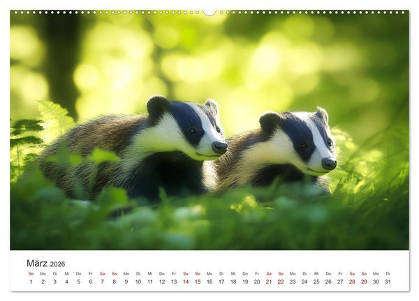 Produktbild: Stur, stark, sympathisch - Der Dachs - Kalender (Wandkalender 2026 DIN A2 quer), CALVENDO Monatskalender