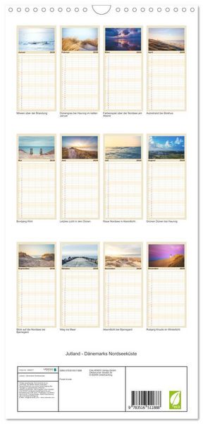 Produktbild: Familienplaner 2026 - Jutland - D&auml;nemarks Nordseek&uuml;ste mit 5 Spalten (Wandkalender, 21 x 45 cm) CALVENDO