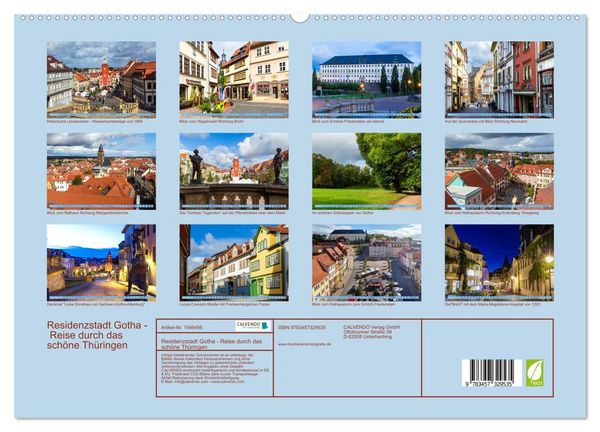 Produktbild: Residenzstadt Gotha - Reise durch das sch&ouml;ne Th&uuml;ringen (hochwertiger Premium Wandkalender 2026 DIN A2 quer), Kunstdruck in Hochglanz