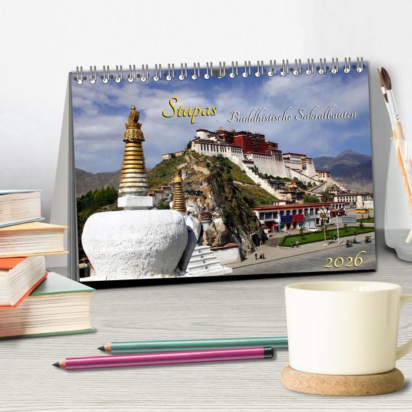 Produktbild: Stupas &ndash; Buddhistische Sakralbauten 2026 (Tischkalender 2026 DIN A5 quer), CALVENDO Monatskalender