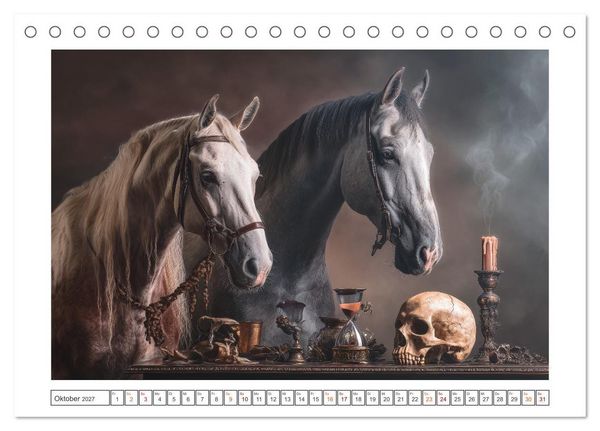 Produktbild: Pferde wie gemalt (Tischkalender 2027 DIN A5 quer), CALVENDO Monatskalender