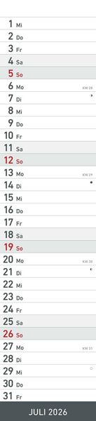Produktbild: Streifenplaner SCHWARZ 2026 - Streifenkalender - Wandplaner - Küchen-Kalender - 11,3x49,5