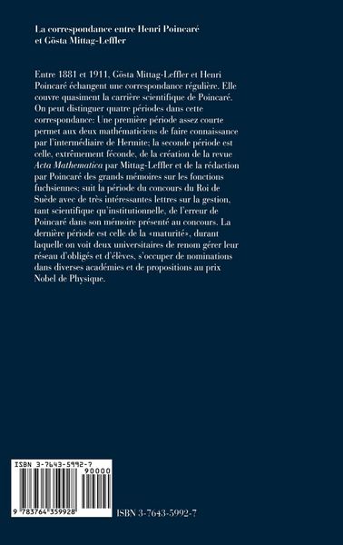 Produktbild: La Correspondance entre Henri Poincar&eacute; et G&ouml;sta Mittag-Leffler