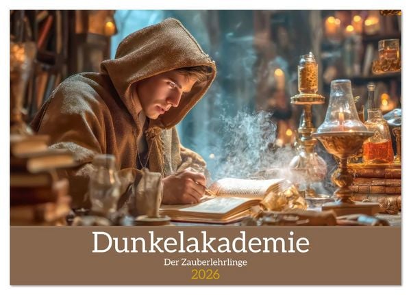 Dunkelakademie - Der Zauberlehrlinge (Tischkalender 2026 DIN A5 quer), CALVENDO Monatskalender